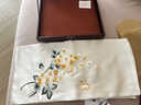 WUCANLI真絲絲巾女蘇繡旗袍披肩桑蠶絲圍巾新款禮盒送長(cháng)輩媽媽禮品 香檳色海棠花[皮質(zhì)禮盒]關(guān)注 曬單實(shí)拍圖