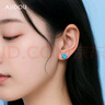 AJIDOU阿吉豆耳釘生日禮物 時(shí)尚簡(jiǎn)約925銀仿水晶愛(ài)心耳釘送女友老婆藍色 曬單實(shí)拍圖