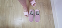 美瑞家四季家居拖鞋亞麻底布鞋月子鞋棉拖鞋男女室內薄款厚底棉鞋吸汗 淺粉 38-39 (適合36-37碼腳) 曬單實(shí)拍圖