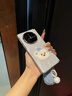 芬華克適用華為x6手機殼折疊屏matex5中軸磁吸絨布奶藍刺繡小熊matex3典藏版鈴鐺毛球電鍍全包防摔保護套 【中軸磁吸奶藍絨布刺繡小熊】＋鈴鐺毛球 華為 Mate X6 曬單實(shí)拍圖