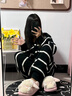 ECAC冬天棉拖鞋女士卡通毛絨可愛(ài)情侶居家室內加絨保暖秋冬季拖鞋男 藍色【洛麗塔小兔】 40-41 曬單實(shí)拍圖