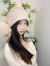奔青春月子帽子女秋冬季防風(fēng)加絨保暖帽子孕婦護額包頭帽產(chǎn)后防寒堆堆帽 米色 曬單實(shí)拍圖