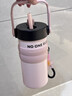 艮泊水杯保溫杯女生新款2026隨行咖啡杯高顏值秋冬大容量學(xué)生吸管杯子 黑色+粉色皮套+掛件 600ml 曬單實(shí)拍圖