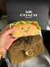 蔻馳（COACH）Tabby 20 條紋絎縫推鎖閉合翻蓋 枕頭包單肩包25新款正品 黃銅拼雪松色CW626-B4CED 20*17*11中號 曬單實(shí)拍圖
