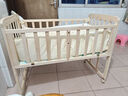笑貝樂(lè )嬰兒床實(shí)木無(wú)漆可移動(dòng)拼接寶寶床可調節多功能新生兒bb搖搖床 實(shí)木床+蚊帳+福運蛇寶五件套 單層大床（102/60）0-3歲 曬單實(shí)拍圖