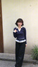 LDBE櫻桃刺繡polo領(lǐng)拼色長(cháng)袖t恤女秋季修身顯瘦設計感獨特上衣打底衫 藏青色 M （適合90-110斤） 曬單實(shí)拍圖