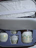 瓷牌茗茶具（cipaiming teaset）旅行茶具套裝戶外便攜式陶瓷快客杯一壺四杯辦公室功夫茶壺泡茶 白古茗1壺4杯+罐盤+棕皮包+巾夾 曬單實拍圖