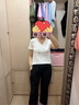 優(yōu)衣庫女裝竹節(jié)紗V領(lǐng)T恤/短袖棉白T上衣打底內(nèi)搭春夏新款483576 69 藏青色 M /160/84A 曬單實(shí)拍圖