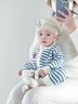 G.duck小月齡寶寶秋裝連體衣爬服新生嬰幼兒衣服秋季針織毛衣超萌外出服 藍白條紋爬服【單層】 66cm （建議5-14斤） 曬單實(shí)拍圖