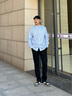 HLA海瀾之家長袖襯衫男冬季25條紋加絨加厚保暖襯衣男 曬單實拍圖