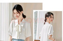 品彩（PinCai）短袖襯衫女職業(yè)穿搭蝴蝶結(jié)系帶襯衣優(yōu)雅時(shí)尚上衣 P144C1891 曬單實(shí)拍圖