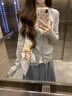 蝶嬌諾（DIEJIAONUO）連衣裙子女裝2025年秋季新款韓系甜妹慵懶風松弛感穿搭法式溫柔風 外套+背心內搭+裙子 S 曬單實拍圖