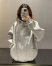 不規則雙拉鏈連帽早秋外套女2025新款春秋季薄款休閑加絨開(kāi)衫衛衣 灰色【春秋薄款】 M 曬單實(shí)拍圖