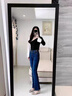 GCRZW高檔微喇牛仔褲女2025新款春秋直筒馬蹄褲今年流行褲子開(kāi)叉喇叭褲 藍色 S /26 建議85-95斤 曬單實(shí)拍圖