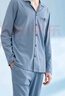 芬騰男士睡衣純棉簡(jiǎn)約翻領(lǐng)純色長(cháng)袖家居服套裝 曬單實(shí)拍圖