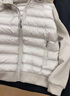 雪中飛輕薄鵝絨羽絨服女士2025新款衛衣拼接時(shí)尚保暖百搭秋冬保暖外套 米白 XL 180/120-140斤 曬單實(shí)拍圖