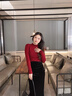 班尼路毛衣女針織打底衫女裝2025秋冬季新款顯瘦內搭上衣服半高領(lǐng)t恤女 酒紅#純色 M 曬單實(shí)拍圖