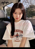 MJ STYLE純棉短袖T恤男女2025年夏季寬松休閑百搭美式復(fù)古風(fēng)辣妹半袖上衣 曬單實(shí)拍圖