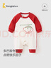 童泰（TONGTAI）嬰兒連體衣春秋季純棉寶寶衣服兒童休閑外出哈衣無(wú)骨爬服紅色73cm 曬單實(shí)拍圖