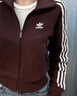 阿迪達斯 （adidas）三葉草系列 女 KNITTED TOP 針織外套 IN6061 深棕  L  曬單實(shí)拍圖