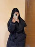 勤記有腰帶的羽絨服女士大翻領(lǐng)大翻領(lǐng)腰帶收腰羽絨服2024冬季新款時(shí)尚 黑色羽絨服 S 曬單實(shí)拍圖