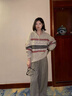 SAME FLOW費爾島提花圖案半高拉鏈女裝寬松秋冬季新款慵懶女針織衫毛衣上衣 暖白色 S 曬單實(shí)拍圖