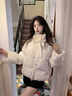 京芽冬天棉服加絨加厚女學(xué)生波點(diǎn)2025新款短外套小個(gè)子羽絨棉衣棉襖 米白色 L 曬單實(shí)拍圖