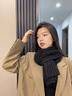 暢印圍巾冬季保暖韓版日系學(xué)生加厚百搭毛線(xiàn)高級針織圍脖純色情侶七夕 黑色4團線(xiàn)+編織器+小熊貼 曬單實(shí)拍圖