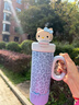 野獸派家居（tbh）“Sun Kissed”三麗鷗Hello Kitty變色保溫杯便攜吸管杯送人禮物 黑皮變色保溫杯  牛仔豹紋（含mini收納包掛件) 700ml 曬單實(shí)拍圖