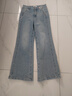 太平鳥(niǎo)女裝牛仔褲高腰喇叭秋寬松廓形直筒微喇長(cháng)褲D 牛仔中藍 M 曬單實(shí)拍圖
