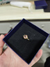 QUAMER金店款中古拉絲咖鉆戒指女藍(lán)白寶石鑲嵌合金茛苕葉設(shè)計指 戒指 曬單實拍圖