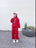 G.DUCKKIDS女童秋冬衛衣套裝2025新品加厚女孩冬季大兒童套頭加絨運動(dòng)服 紅色 正碼 加絨 130 cm 曬單實(shí)拍圖