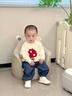 幼歌（YOUGE）嬰幼兒秋季新款萌趣寬松舒適上衣寶寶全棉柔軟親膚毛衣淺杏80 cm 曬單實(shí)拍圖