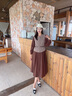 香影馬甲長(zhǎng)袖連衣裙套裝女2025秋季新款氣質(zhì)千鳥(niǎo)格咖色裙子兩件套 咖色 S 曬單實(shí)拍圖