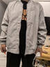 FOX.G男士夾克外套秋季男裝衣服2025新款男款春秋季休閑飛行員工裝秋裝 拉鏈口袋灰色夾克 XL 【建議120-140斤】 曬單實(shí)拍圖