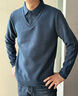 皮爾卡丹（pierre cardin）T恤男士春秋格子polo衫休閑假兩件翻領(lǐng)長(cháng)袖寬松上衣 寶藍 L 曬單實(shí)拍圖