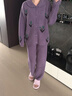 妮狄婭睡衣女冬季保暖軟綿綿甜美開(kāi)衫款半邊絨時(shí)尚紫色氣質(zhì)家居服套裝 煙紫 SF25858 M (160) 【參考體重85-105斤】 曬單實(shí)拍圖