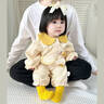 優(yōu)奇嬰兒衣服秋裝超萌可愛(ài)哈衣嬰幼兒寶寶連體衣洋氣爬服春秋季外出服 米黃 80cm 曬單實(shí)拍圖