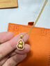 老鋪黃金古法手工足金項鏈 · 葫蘆（1號）鉆飾吊墜（金鏈款） 小號鎖骨鏈款金重約7.39g 曬單實(shí)拍圖