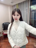 QIYUN羽絨內膽女秋冬新款保暖深V領(lǐng)內穿打底長(cháng)袖配大衣內搭輕薄羽絨服 白色 M _建議101-115斤內 曬單實(shí)拍圖