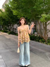 小野七天碎花荷葉邊吊帶背心女夏海邊度假風(fēng)上衣性感辣妹氣質(zhì) M 衣長(cháng)42 胸圍76 肩帶33 曬單實(shí)拍圖