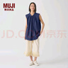 無(wú)印良品（MUJI）IDEE 女式 平紋 無(wú)袖罩衫 上衣女款夏季 棉麻 背心GAD11C4S 藏青色 L (165/88A) 曬單實(shí)拍圖