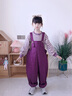 mlgt kids童裝女童秋季背帶褲套裝2025新款兒童條紋兩件套春秋款衣服 紫色 正碼 勿拍大 120 曬單實(shí)拍圖