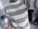 司瑞茲毛衣女款2025新款冬內搭學(xué)生加絨加厚高中生保暖打底衫女秋初中生 綠色條紋毛衣 S 【70-85斤】 曬單實(shí)拍圖