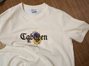 卡賓（CABBEEN）【涼感】索羅那短袖T恤男2024夏新款油畫印繡情侶款潮流上衣 杏色15 L /175/50 曬單實(shí)拍圖