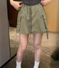 棉致涼感薄款運(yùn)動(dòng)工裝短褲女夏季速干外穿冰絲寬松褲裙顯瘦休閑五分褲 328綠色【高品質(zhì)28.5】 2XL 130-140斤 曬單實(shí)拍圖