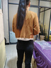 茵曼復(fù)古仿麂皮絨花邊拼接短外套2025秋女裝新款上衣 咖啡色 S 曬單實(shí)拍圖