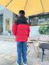 波司登（BOSIDENG）25新款羽絨服男女兒童中長(cháng)款5A抗菌絨保暖連帽外套T250246120Q 冰川熊紅9CX8 150 /72 約140-150cm 36kg 曬單實(shí)拍圖