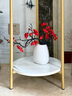 小匠材現(xiàn)代輕奢客廳落地式置物架陽臺(tái)簡(jiǎn)約花盆架多肉花架金白30*90 曬單實(shí)拍圖