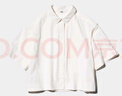 優(yōu)衣庫女裝寬松短襯衫/短袖襯衣空調衫薄外套479096 01 乳白色 L /160/88A 曬單實(shí)拍圖